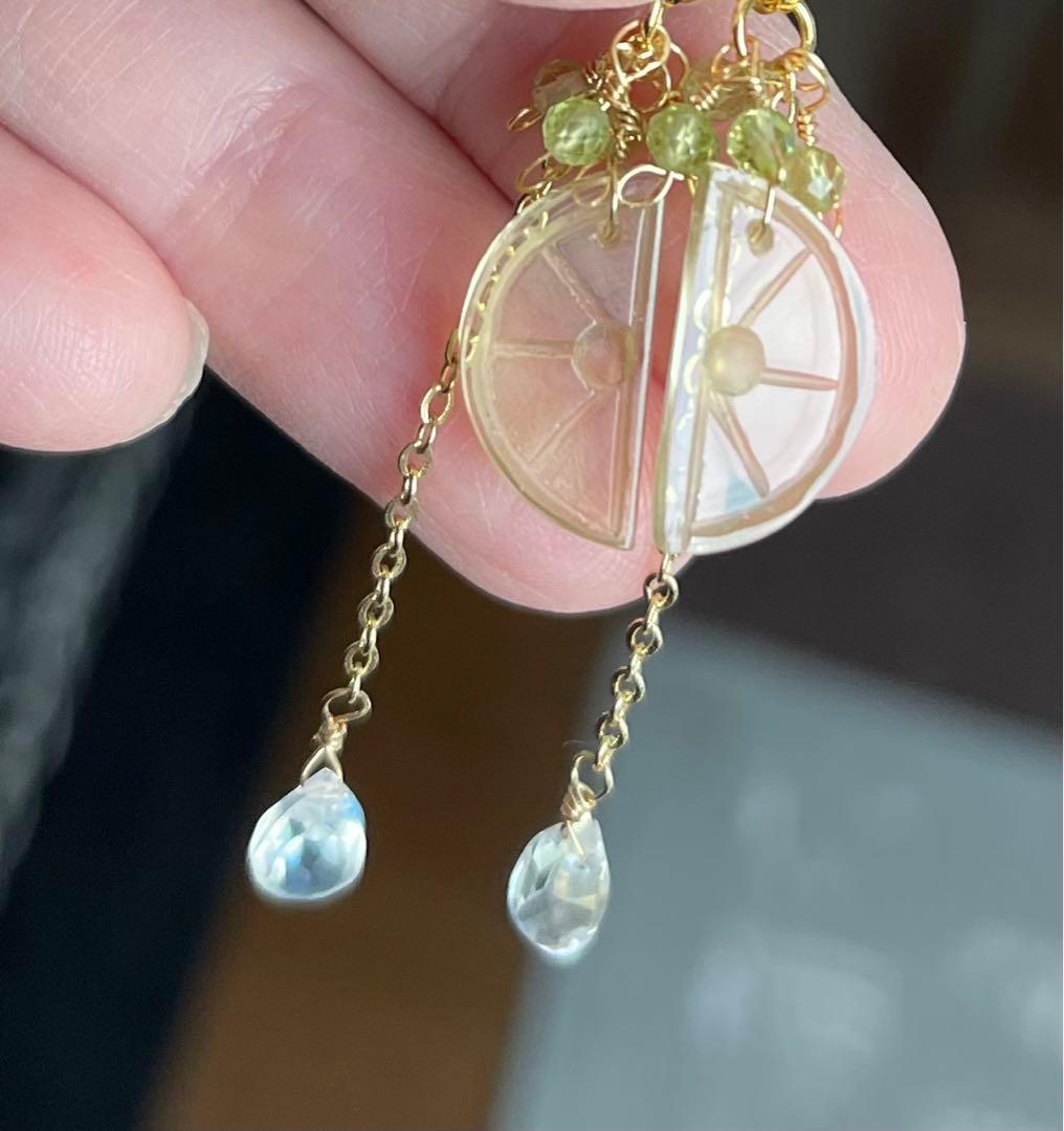 レモンカービング レモンクォーツのピアスチャーム☆