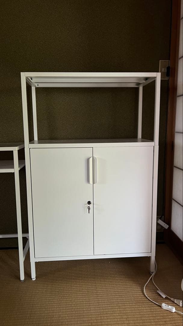 ホワイト 扉付き収納キャビネット IKEA-TROTTEN