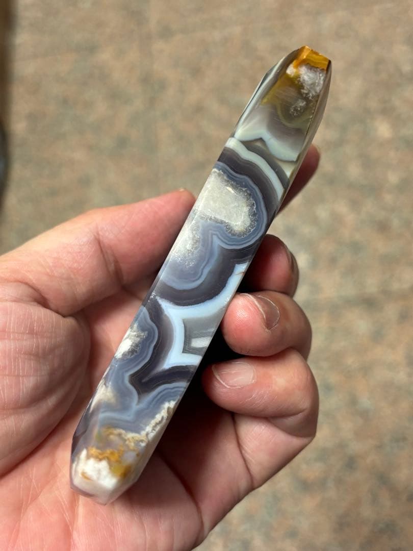 夜桜瑪瑙　夜桜メノウ　黒桜瑪瑙　ムーン型　月型　205g とても綺麗　インテリア