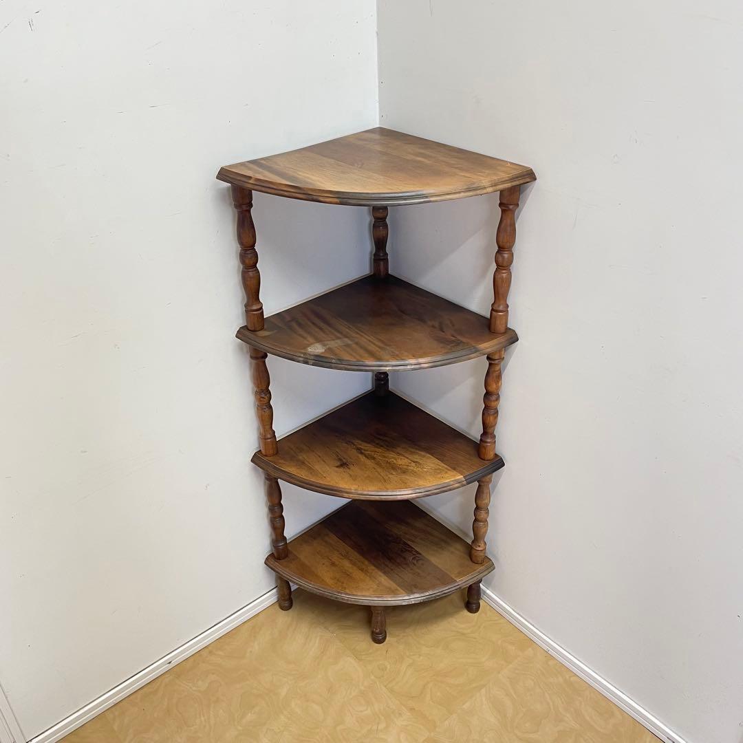 たぬき 木製 4段コーナーラック 棚 飾り棚 ラック ビンテージ