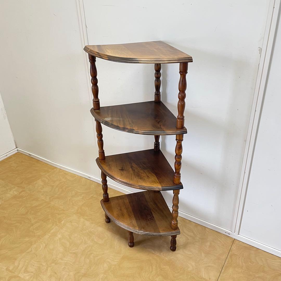 たぬき 木製 4段コーナーラック 棚 飾り棚 ラック ビンテージ