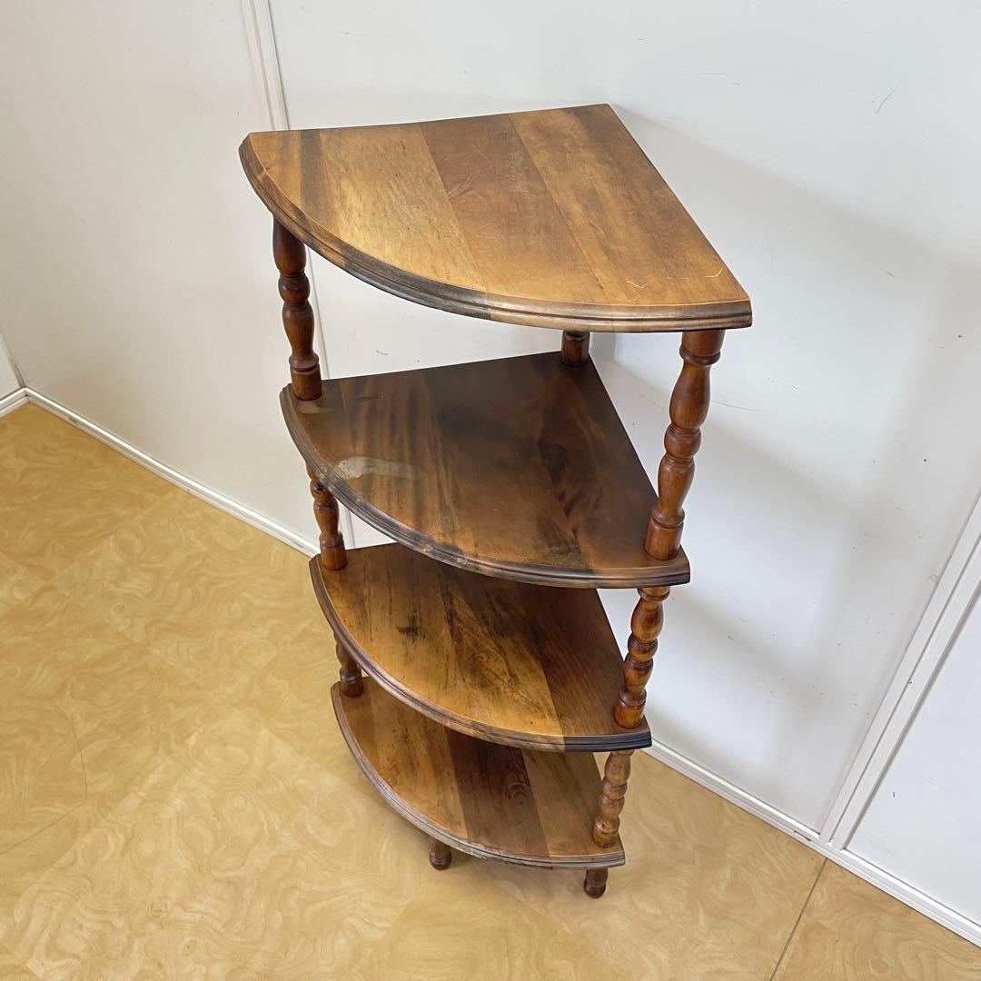 たぬき 木製 4段コーナーラック 棚 飾り棚 ラック ビンテージ