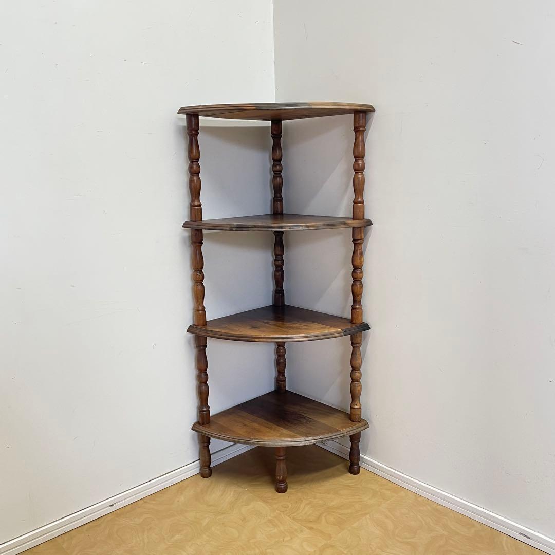 たぬき 木製 4段コーナーラック 棚 飾り棚 ラック ビンテージ