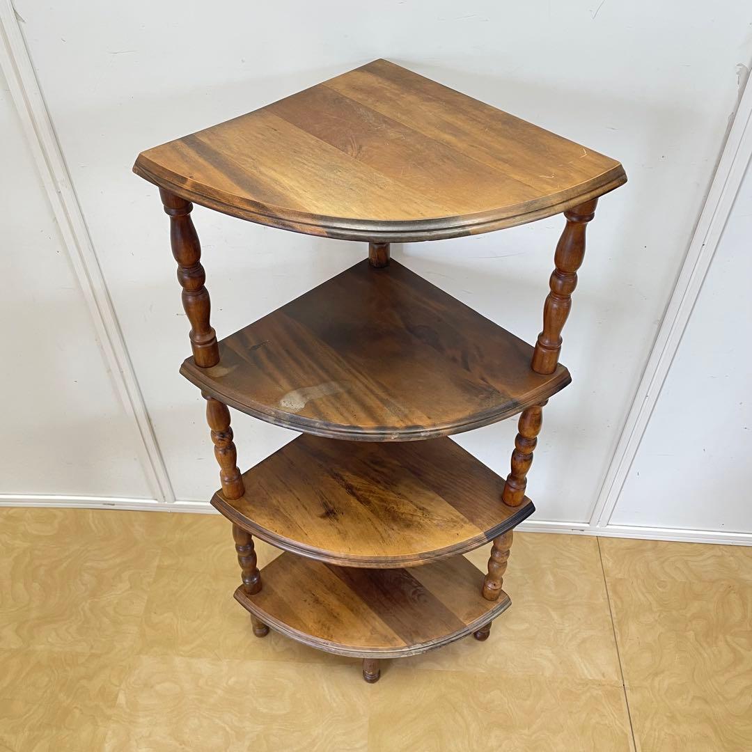 たぬき 木製 4段コーナーラック 棚 飾り棚 ラック ビンテージ