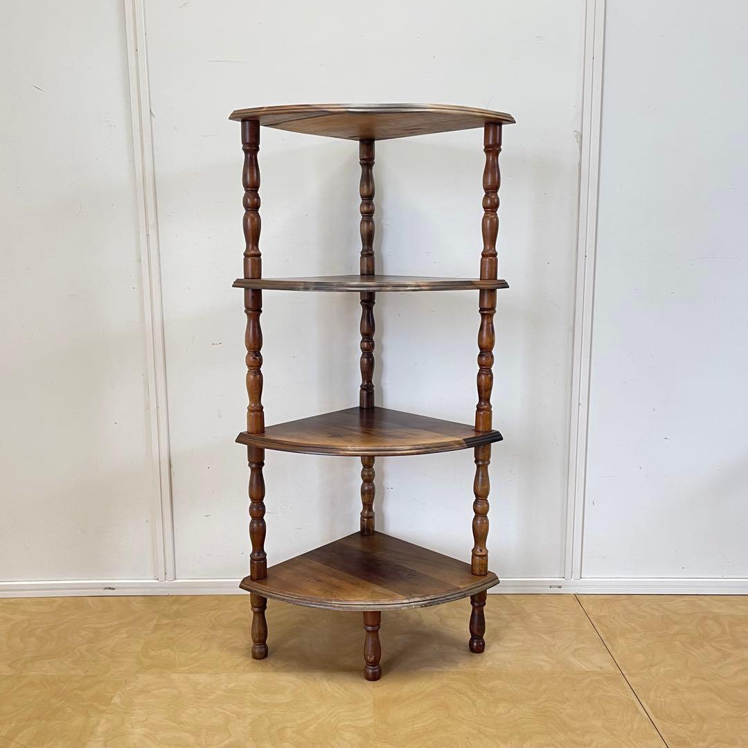 たぬき 木製 4段コーナーラック 棚 飾り棚 ラック ビンテージ