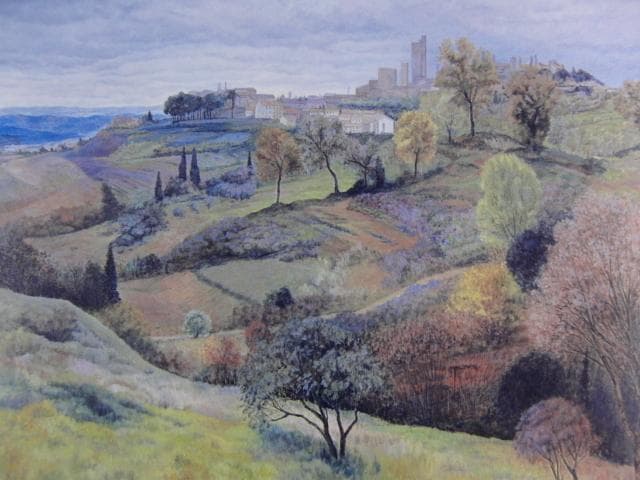西嶋俊親 「丘陵藹然(SAN GIMIGNANO)」、希少画集より、状態良好
