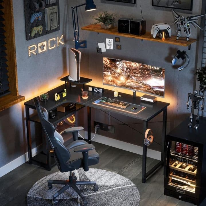 ODK パソコンデスク L字 ゲーミングデスク 幅130 L字デスク つ180