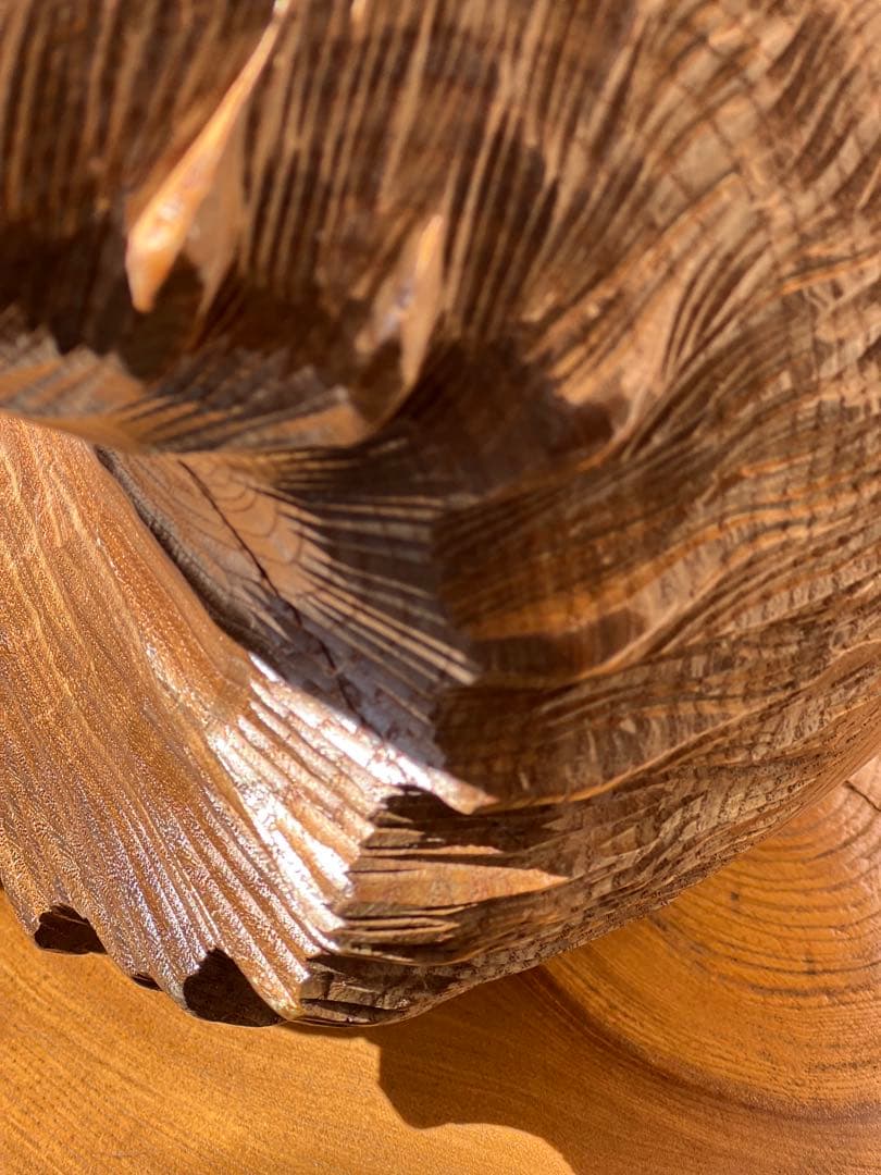 熊　一刀彫　槐（えんじゅ)の木