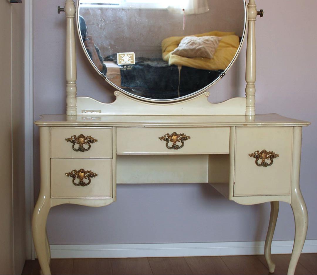 3点セット フランスミラー 鏡台 ドレッサー ミラー チェア 付き 猫脚