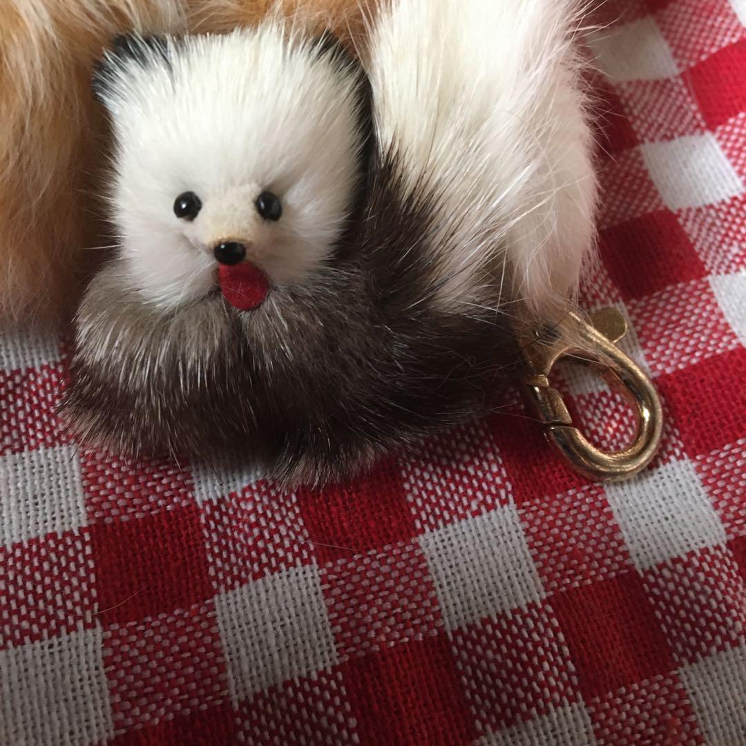 昭和レトロ スピッツ リアルファー毛皮ミンク フォックス キーホルダー