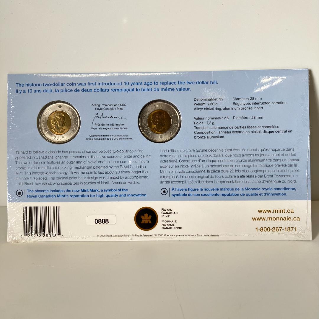 カナダ王立造幣局発行 2ドルコイン（トゥーニー/Toonie）10周年記念