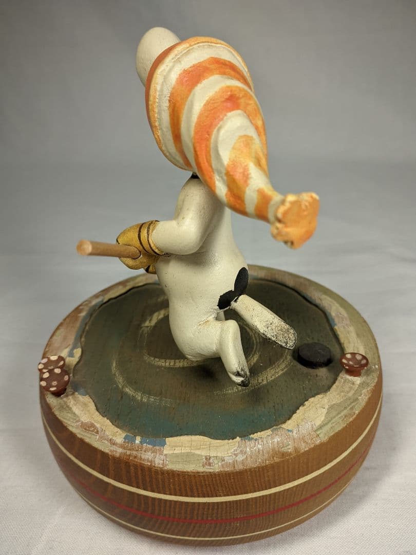 希少品 アンリ社製 ANRI スヌーピー アイスホッケー 木彫り人形オルゴール