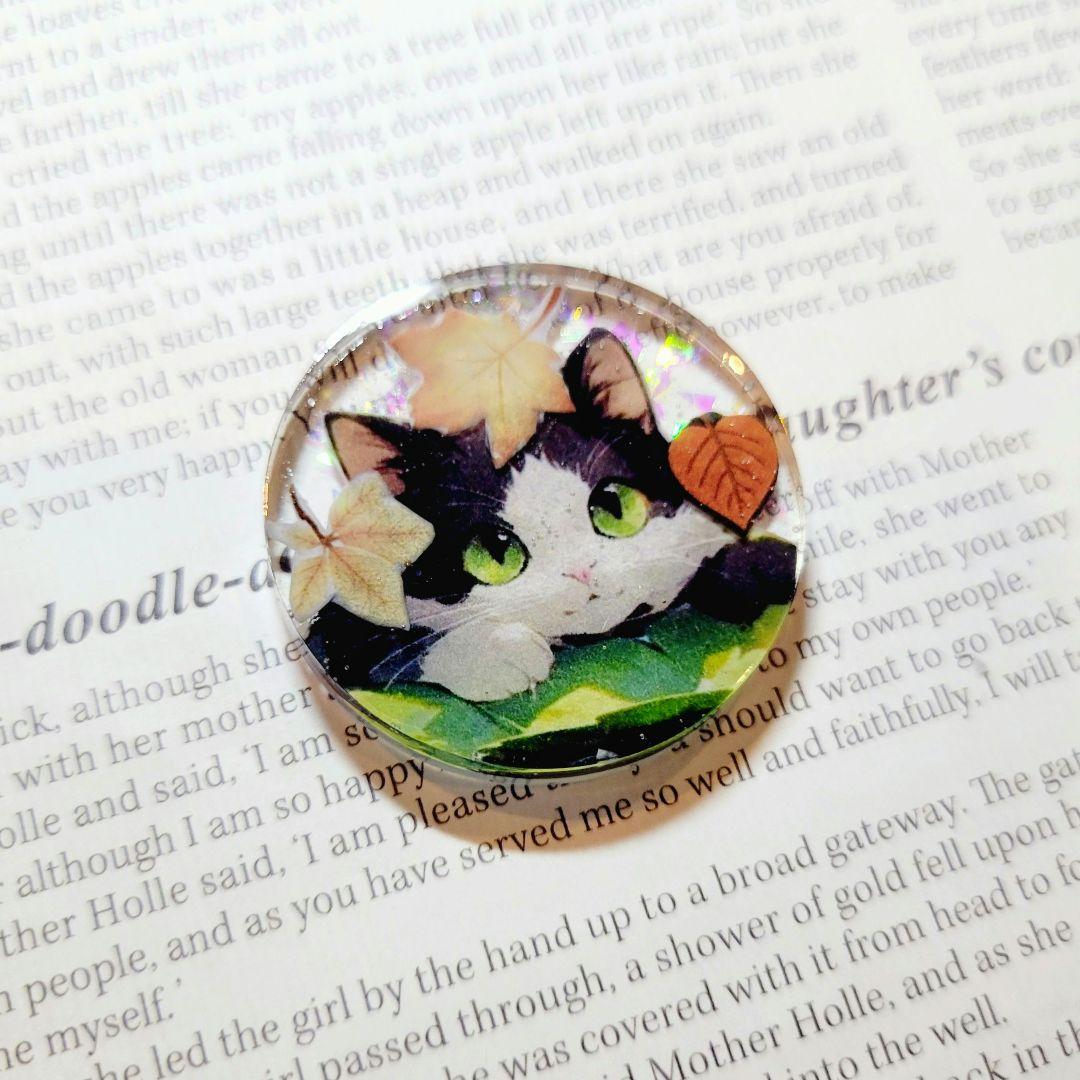 NO.447黒猫 シャボン玉レジンヘアゴム ブローチ NO.447❤黒猫 シャボン