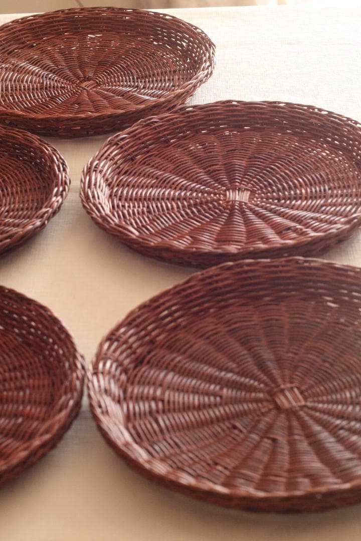 【５枚セット】籠　トレイ　パン籠　籐かご　バスケット