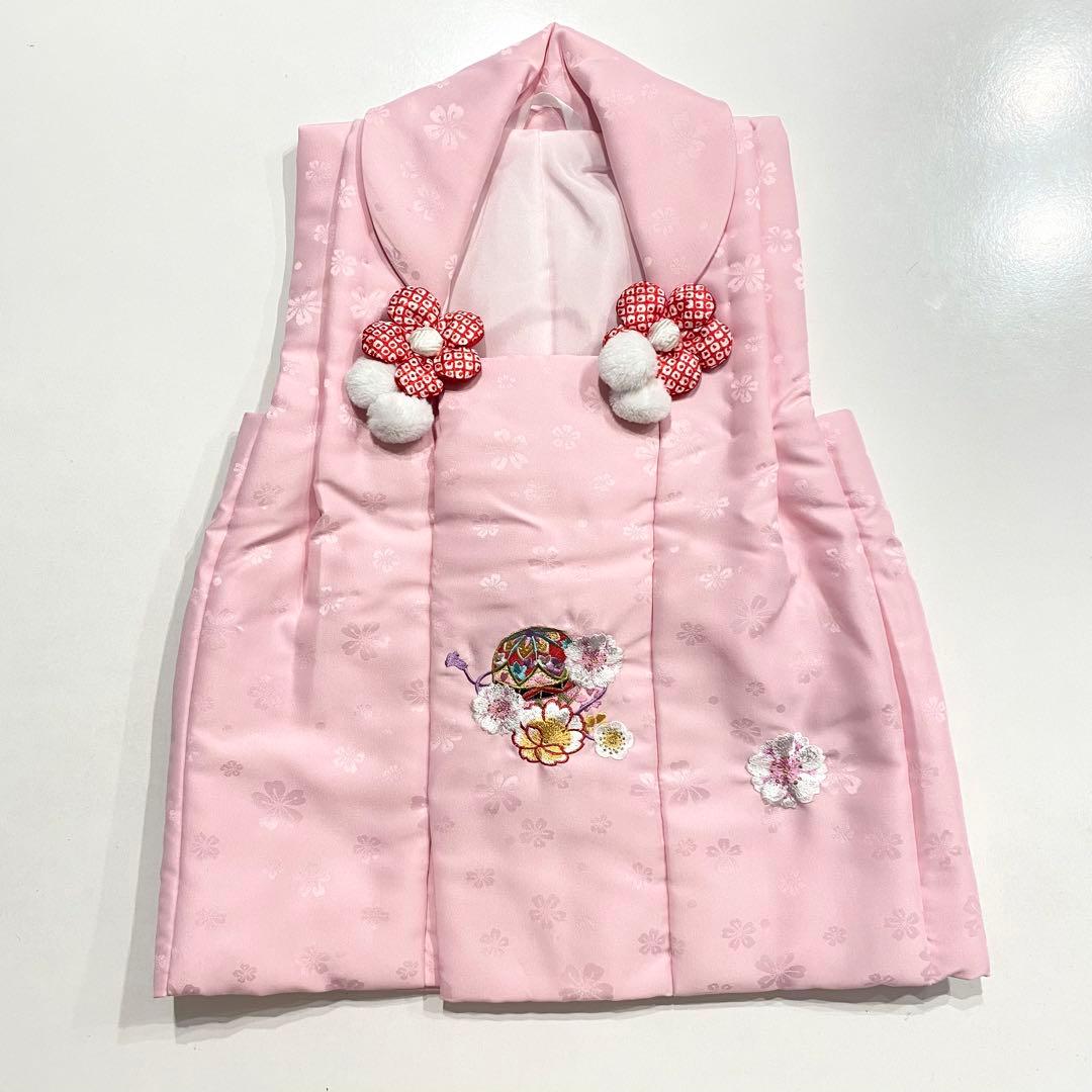 3歳七五三 着物セット　女の子 ピンク　紫　ストライプ　花柄刺繍　小町kids