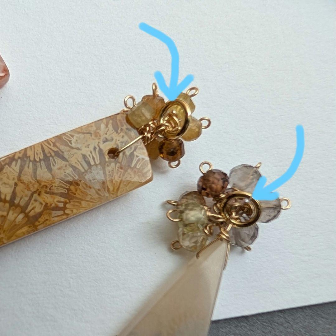 ピンクフォッシルコーラル ピアス