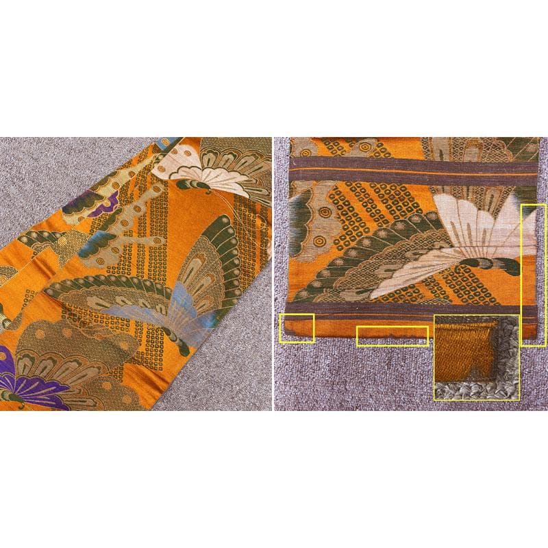 508ag88◎七五三 七歳 女児 アンティーク着物&丸帯 総柄 濃い朱色◎