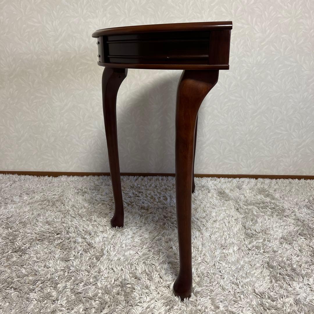 きつねうどん様コンソールテーブル引き出し付き 猫脚ハーフムーン半円