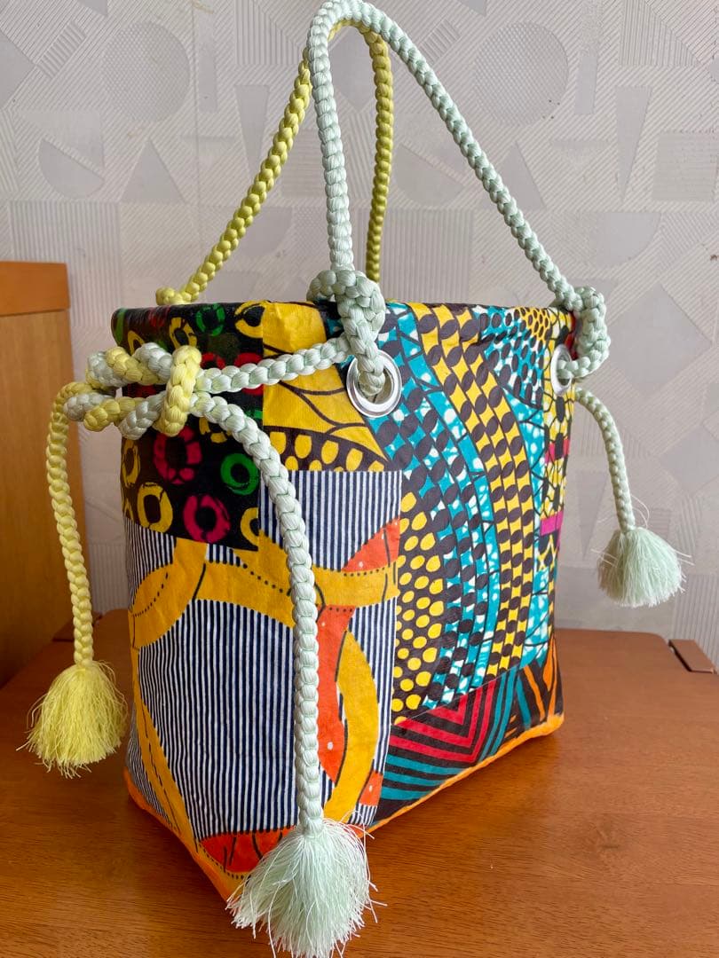 一閑張りバッグ　アフリカンファブリック
