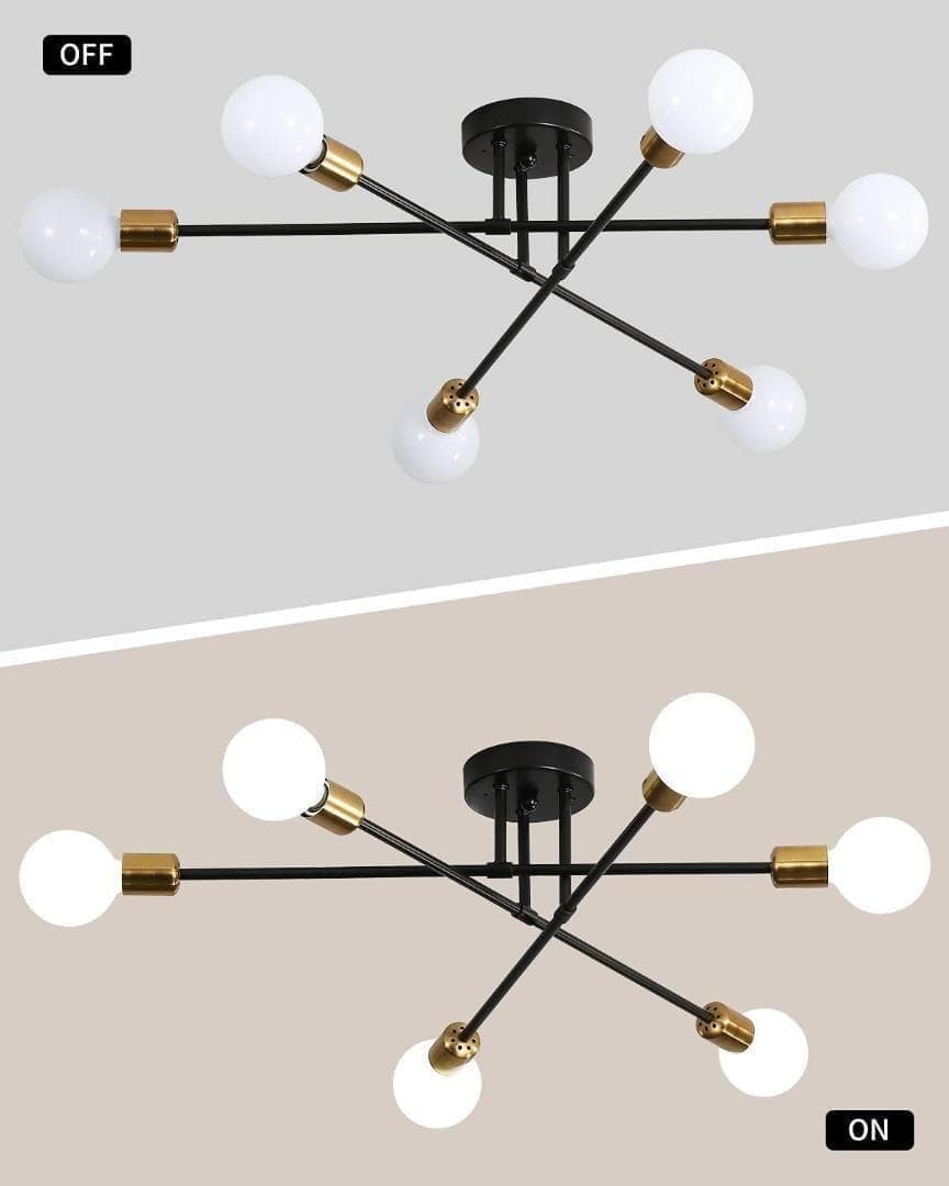 【M2209-118-86】6灯シャンデリア 北欧レトロ 回転式ライト