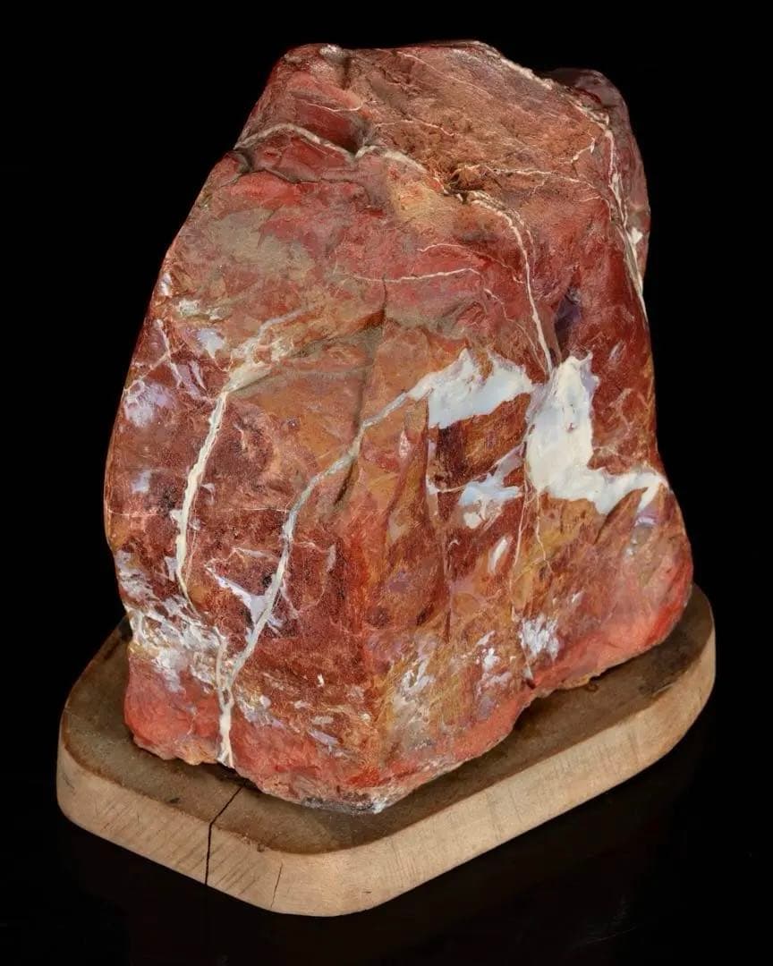 佐渡 錦紅石 錦石 赤玉石 台座付 3.1kg 水石 鑑賞石 天然石 盆石 飾石