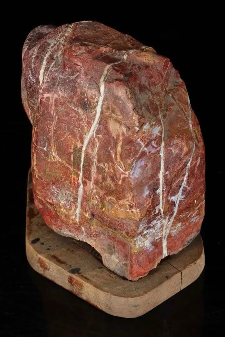 佐渡 錦紅石 錦石 赤玉石 台座付 3.1kg 水石 鑑賞石 天然石 盆石 飾石