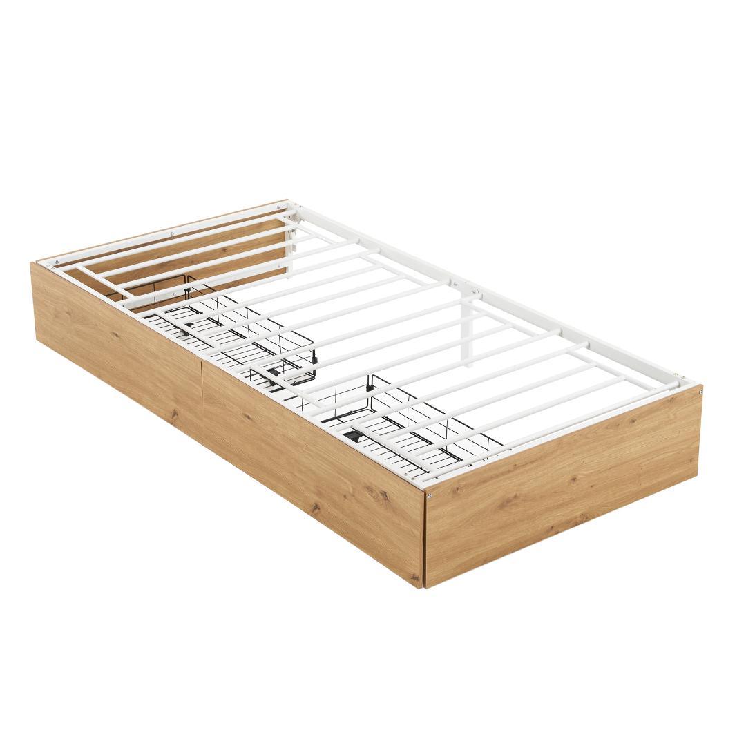 タイムセール！パイプベッド　折りたたみ可能　引き出し付き　省スペース　WHITE