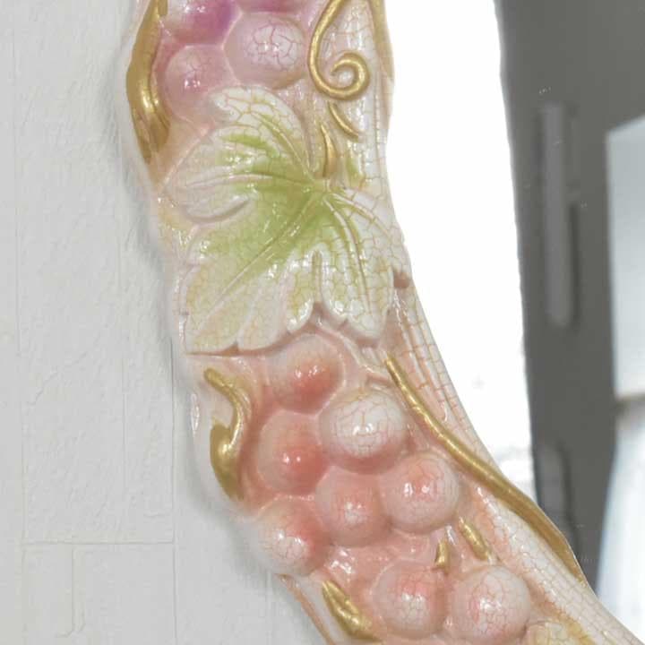 ロココ調 壁掛けミラー フルーツ 鏡 完成品 猫脚 姫家具