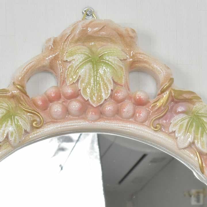 ロココ調 壁掛けミラー フルーツ 鏡 完成品 猫脚 姫家具