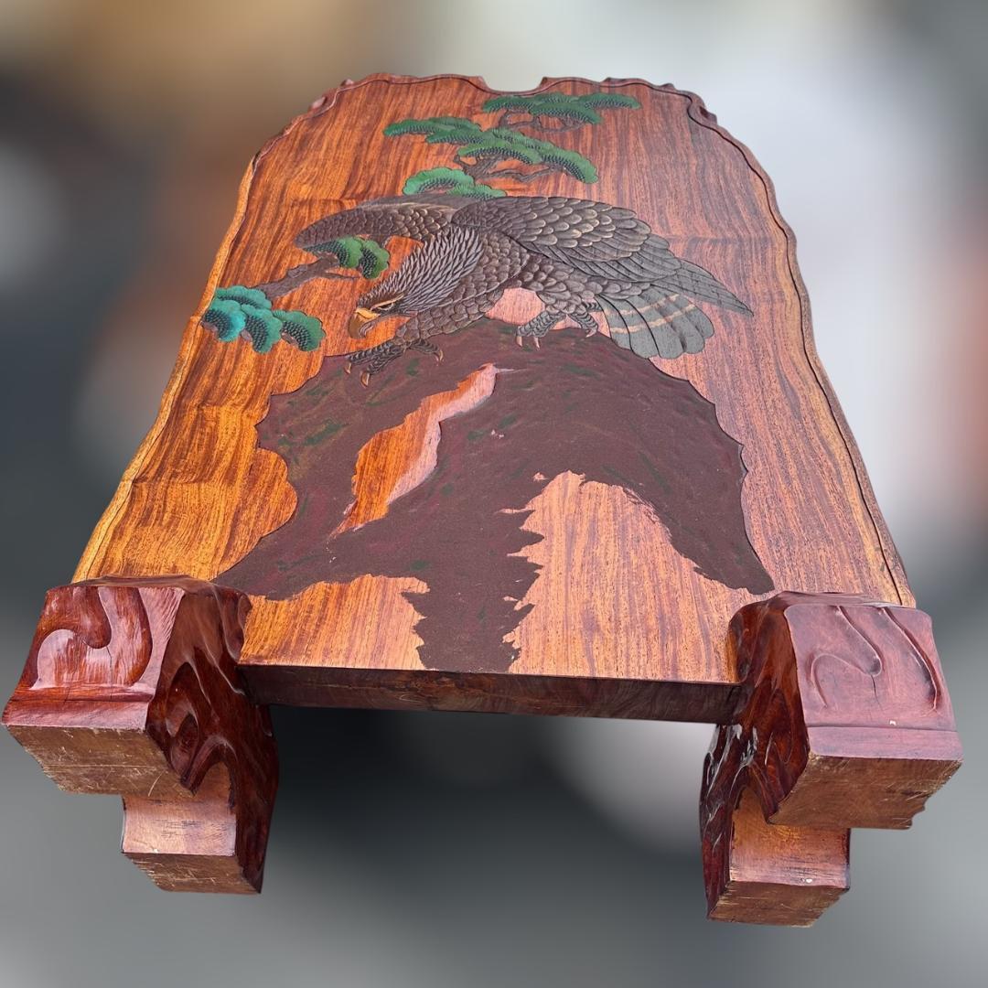 k.s様専用 鷹の衝立 烏城彫 鷹松図 パーテーション 衝立 間仕切り 62k