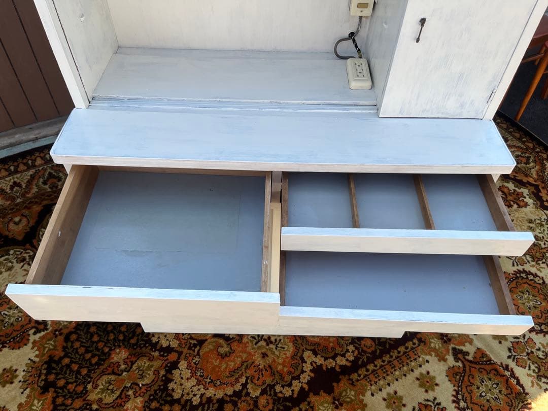 白 食器棚 昭和レトロ 当時物 ホワイト インテリア 水屋 古民家 ビンテージ