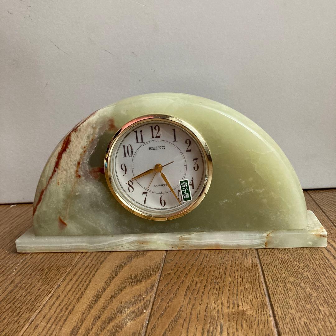 値下げ！SEIKO レトロな大理石置き時計 可動しますが時間ずれます
