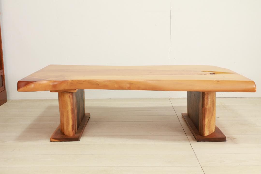 店頭展示品　１枚板　欅　無垢材　和モダン　ローテーブル　天厚5.1㎝　BJ139