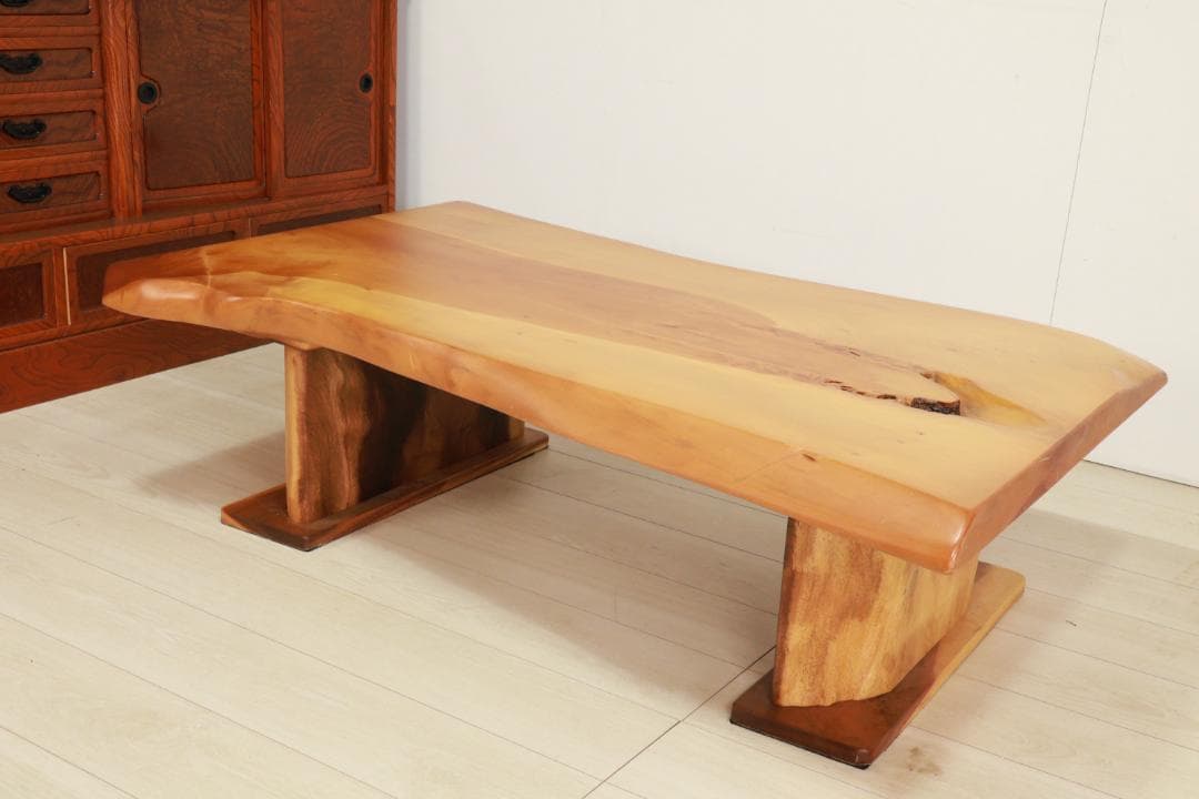 店頭展示品　１枚板　欅　無垢材　和モダン　ローテーブル　天厚5.1㎝　BJ139