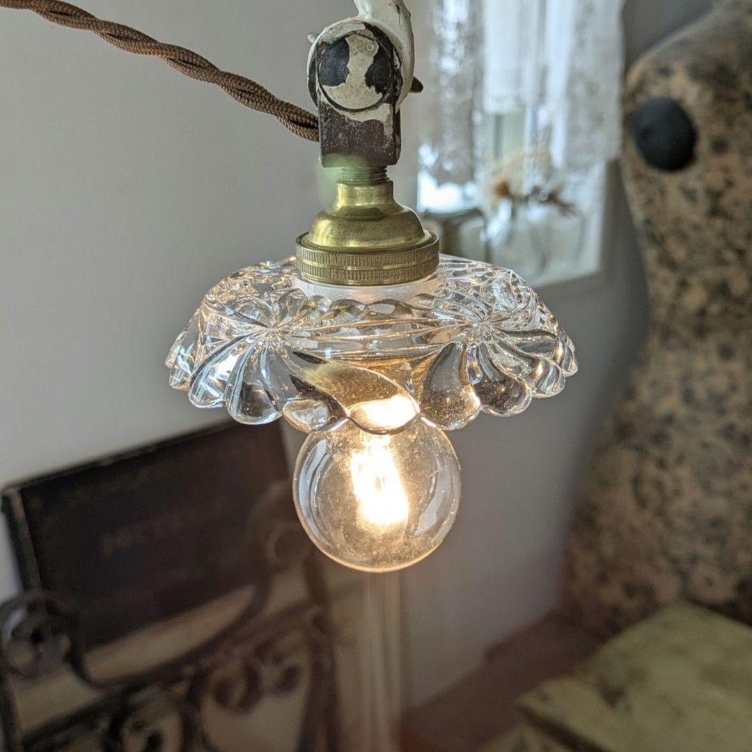 難あり*フランスアンティーク　オールドバカラ ミニシャンデリアシェード/ランプ