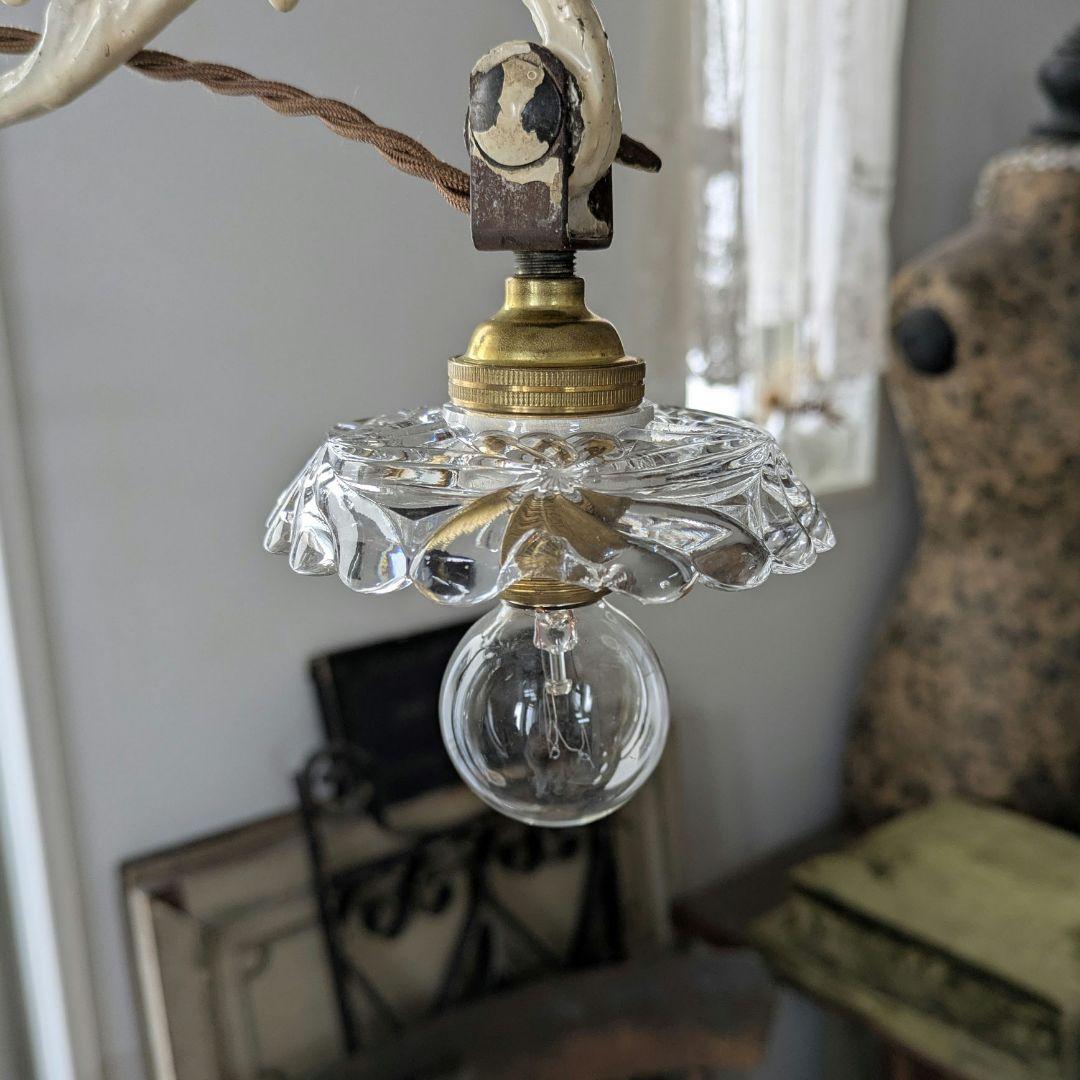 難あり*フランスアンティーク　オールドバカラ ミニシャンデリアシェード/ランプ