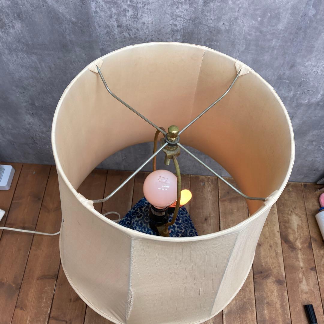 D-2 【希少】シノワズリ 磁器製 テーブルランプ 藍色 雲龍紋様 アンティーク