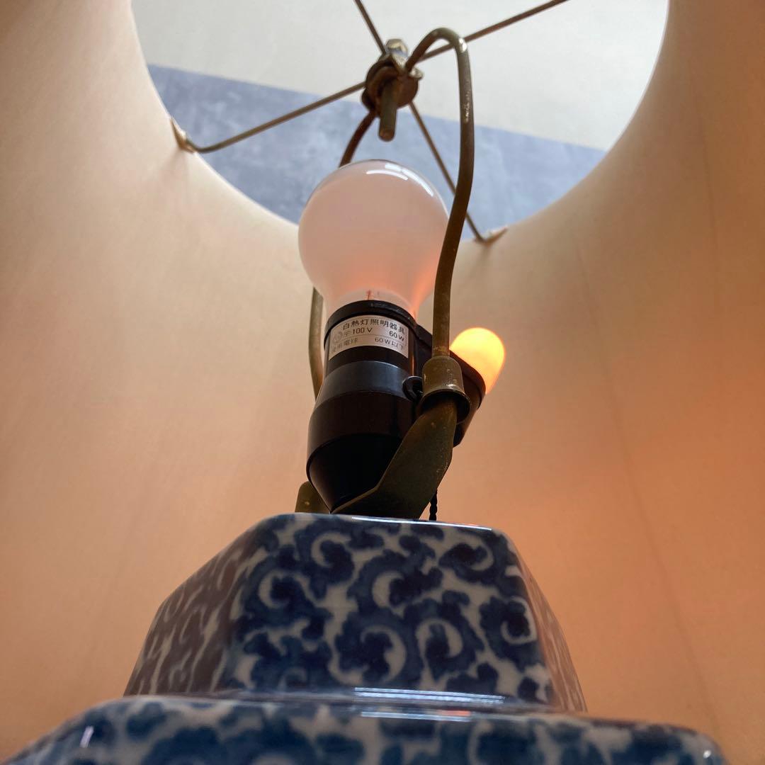 D-2 【希少】シノワズリ 磁器製 テーブルランプ 藍色 雲龍紋様 アンティーク