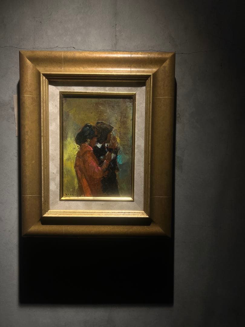 印象派　福岡芳忠　【パーティーの女】　肉筆油彩画