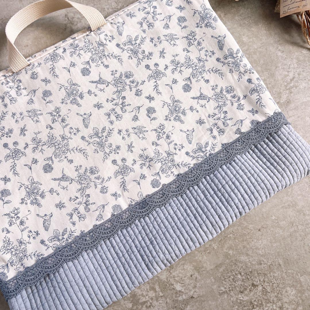 クラシックボタニカル×ブルー　防災頭巾カバー