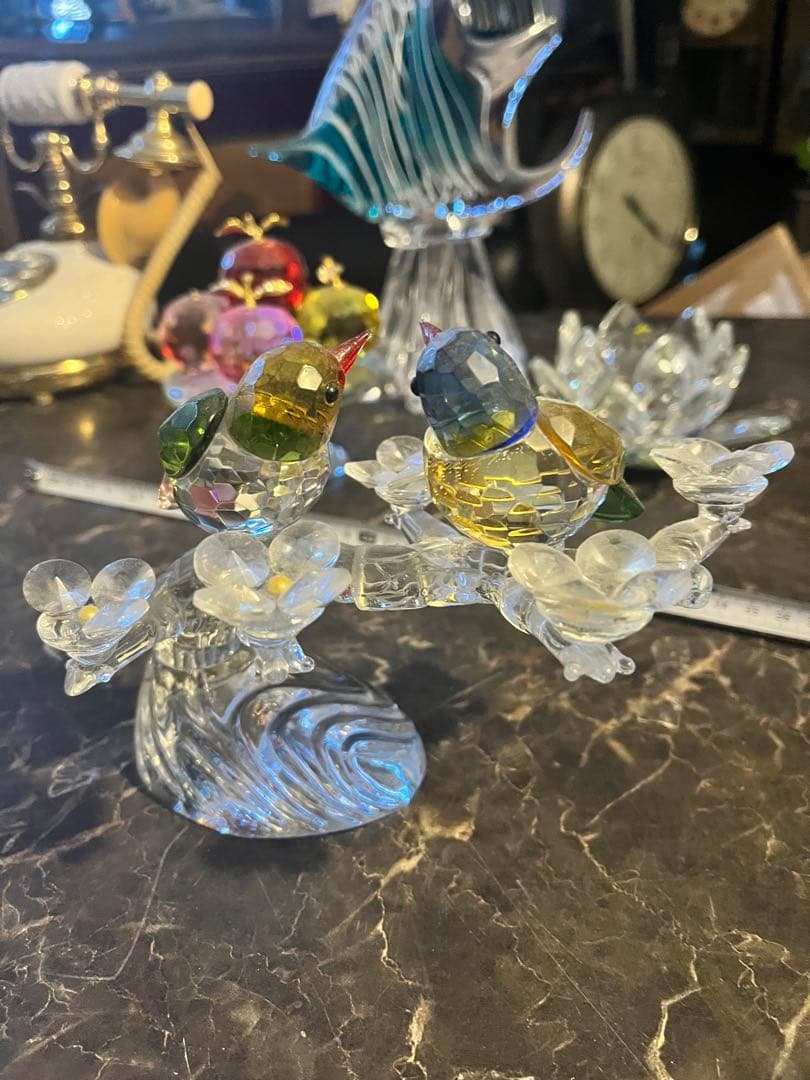 クリスタルガラスの小鳥 スワロフスキーの小鳥 スワロフスキーの コキンチョウ