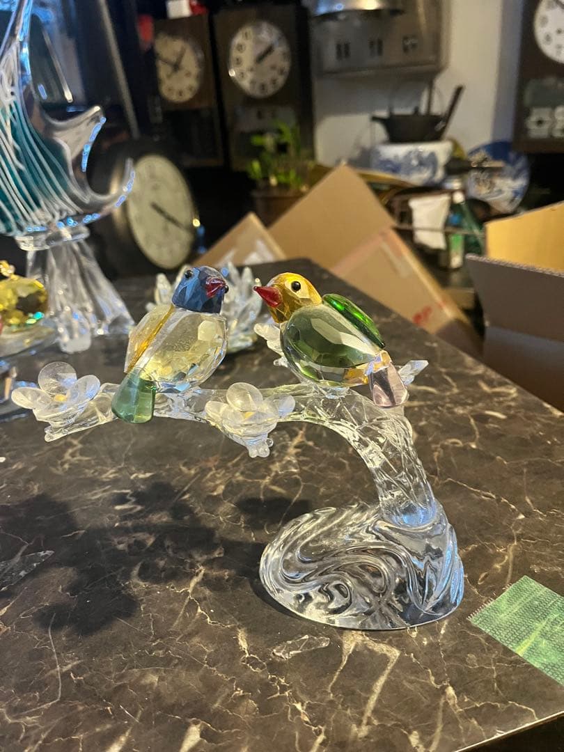 クリスタルガラスの小鳥 スワロフスキーの小鳥 スワロフスキーの コキンチョウ