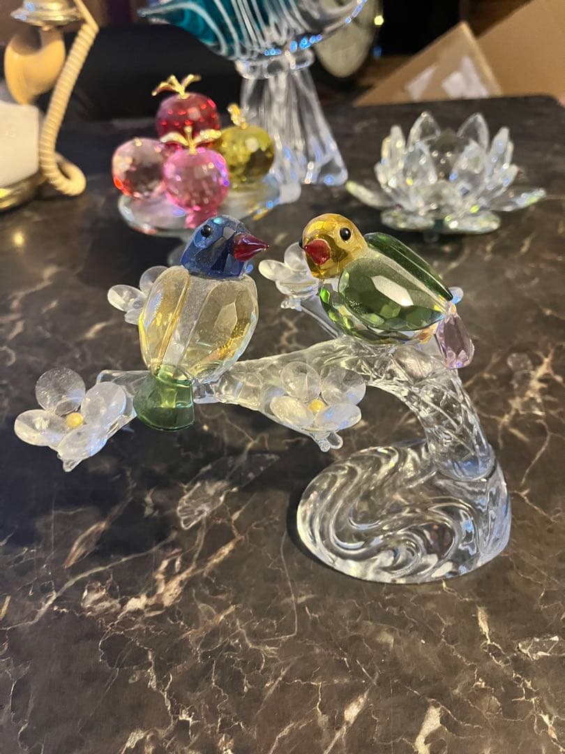 クリスタルガラスの小鳥 スワロフスキーの小鳥 スワロフスキーの コキンチョウ