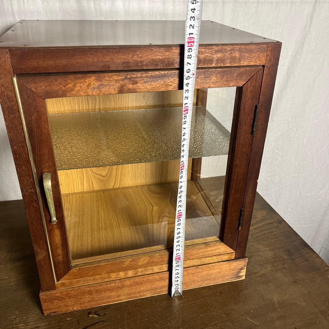 古道具ビンテージ品◾️木製フレーム×3面ガラス ディスプレイケース 飾り棚