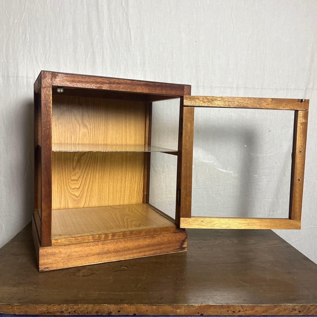 古道具ビンテージ品◾️木製フレーム×3面ガラス ディスプレイケース 飾り棚