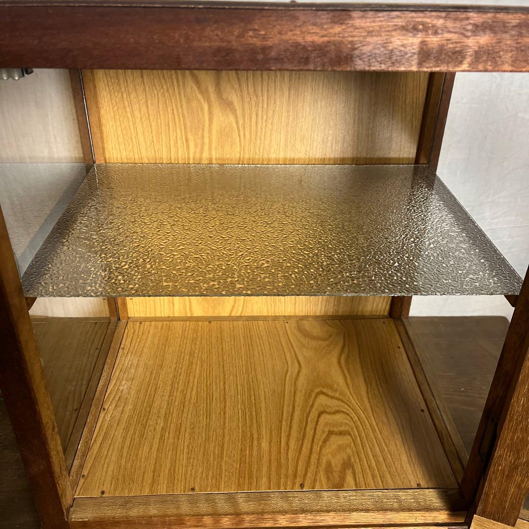 古道具ビンテージ品◾️木製フレーム×3面ガラス ディスプレイケース 飾り棚