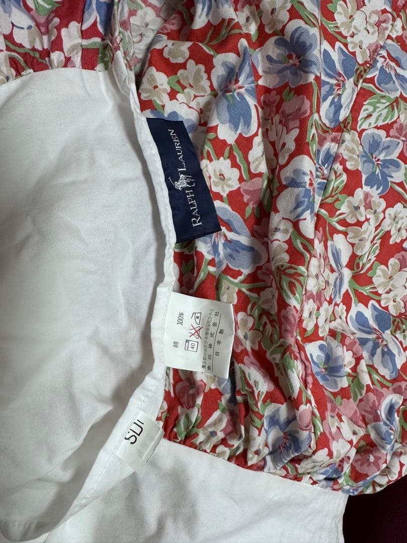 ☆激レア　ラルフローレン　ベッドスカート　セミダブルベッド　赤花柄　シーツ☆