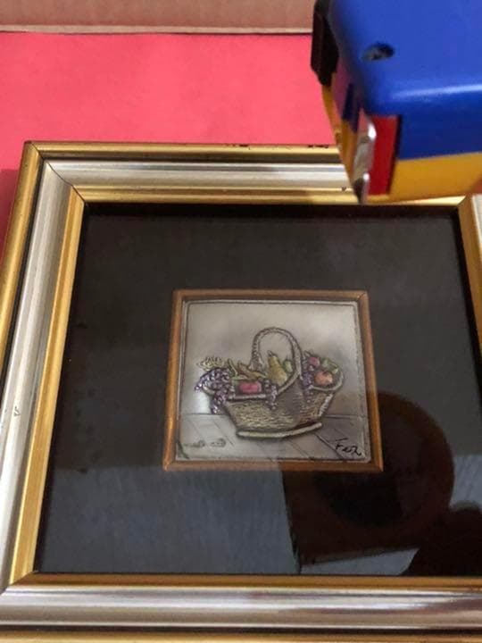 【銀板画】　美味しそうなフルーツの入ったバスケット