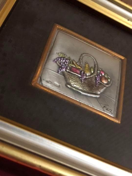 【銀板画】　美味しそうなフルーツの入ったバスケット