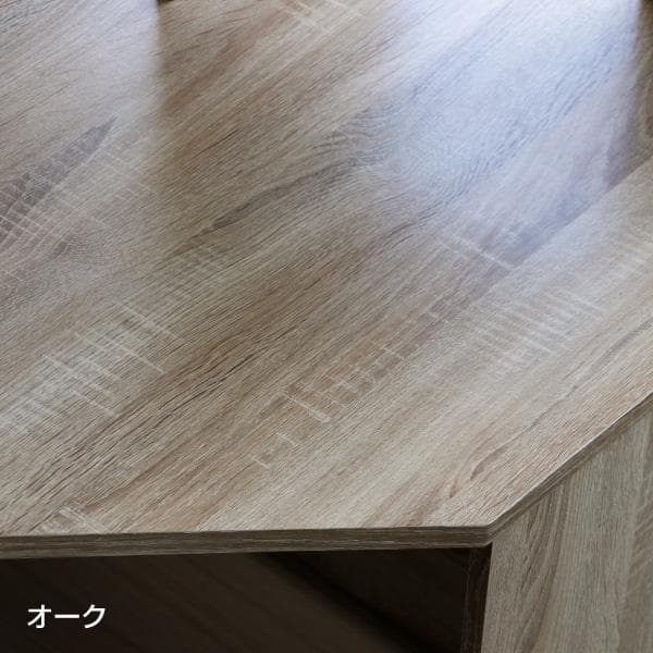 《新品・送料無料》パソコンデスク コーナー ハイタイプ 書棚付き オーク 北欧風